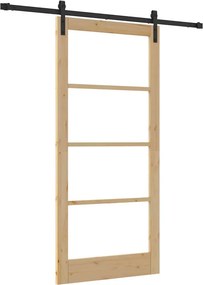 vidaXL Συρόμενη Πόρτα ORKDAL Φυσικό και Μαύρο 93 x 202 cm