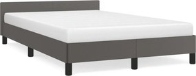 vidaXL Πλαίσιο Κρεβατιού χωρίς στρώμα Γκρι 120x190 εκ.Συνθ. Δέρμα