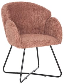 ARMCHAIR HARNIS  PINK BOUCLE-BLACK METAL BASE 59.5x64x77Hcm.