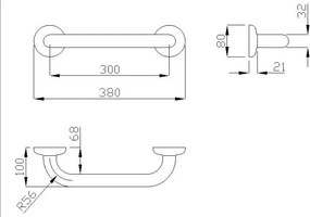 Ponte Giulio Paint G06-JAS-02 - Λαβή Τοιχου 38 εκ
