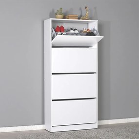 Παπουτσοθήκη Flat Duo Megapap 24 ζευγών χρώμα λευκό 73x26x157εκ.