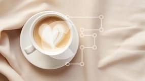 Intra Συλλεκτικό Ξύλινο Παζλ Plywood  4mm - Latte Art σε σχήμα καρδιάς σε λευκό κύπελλο Σε Ξύλινο Κουτί - Διαστάσεις: 10x10 cm – 25 κομμάτια