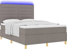 vidaXL LED Κρεβάτι με βάθρο με στρώμα Taupe 140 x 200 cm ύφασμα