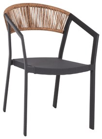 ARMCHAIR ALUMINUM ΗΜ5891.21 ANTHRACITE FRAME AND TEXTLINE- BEIGE RATTAN BACKREST