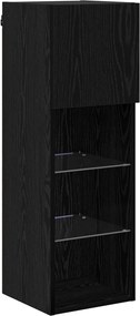 vidaXL Μονάδα Τοίχου Τηλεόρασης 6 pcs Μαύρη Οξυά Επεξεργασμένο ξύλο