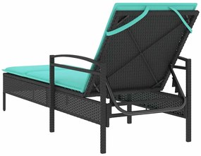 vidaXL Ξαπλώστρα με Μαξιλάρι Μαύρη 63x200x81 εκ. από Συνθετικό Ρατάν (μόνο για τις ΗΠΑ)