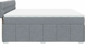 vidaXL Κρεβάτι Boxspring με Στρώμα Ανοιχτό Γκρι 200x200 εκ. Υφασμάτινο