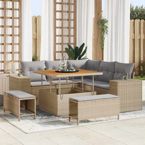 vidaXL Σετ Καναπέ Κήπου 8 pcs Μπεζ συνθετικό ρατάν