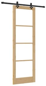 vidaXL Συρόμενη Πόρτα Χειροκίνητος Καφέ 78 x 232 cm Ξύλο και μέταλλο
