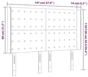 Κεφαλάρι Κρεβατιού LED Λευκό 147x16x118/128 εκ. Συνθετ. Δέρμα - Λευκό