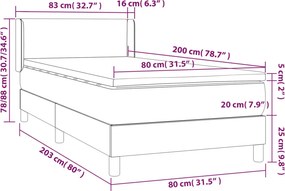 vidaXL Κρεβάτι Boxspring με Στρώμα Μαύρο 80 x 200 εκ. Υφασμάτινο