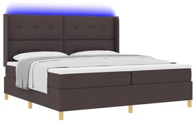 vidaXL Κρεβάτι με Ελατήρια και Στρώμα & LED Σκούρο Καφέ 200x200 εκ. Ύφασμα