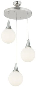 Φωτιστικό Κρεμαστό ArteLibre DAM Τρίφωτο Ασημί/Λευκό Μέταλλο/Γυαλί 35x70cm