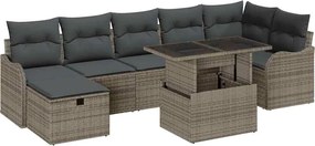 vidaXL Σετ Καναπέ Κήπου με μαξιλάρι 8 pcs Γκρι Πολυ ράταν