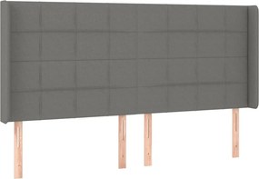 vidaXL Κρεβάτι Boxspring με Στρώμα &amp; LED Σκ.Γκρι 200x200εκ. Υφασμάτινο