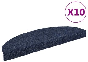 vidaXL Πατάκια Σκάλας Αυτοκόλ. 10 τεμ. Μπλε 65x21x4 εκ. Βελονιασμένα