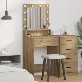 vidaXL Καθρέπτης Μακιγιάζ με LED Φώτα σε Artisan Oak 79x41x135 εκ.