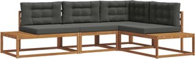 vidaXL Σειρά Καναπέ Εξωτερικού 4 Τεμάχιο Φυσικό και Ανθρακί