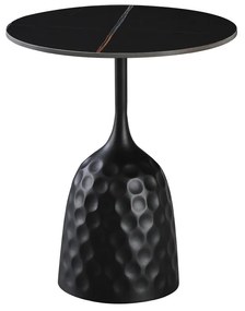 VOLCANO SIDE TABLE ΜΑΥΡΟ ΜΕ ΟΨΗ ΜΑΡΜΑΡΟΥ ΜΑΥΡΟ 50x50xH61cm