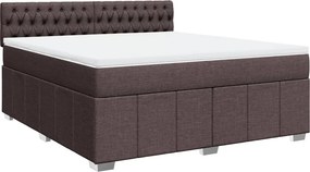vidaXL Κρεβάτι Boxspring με Στρώμα Σκούρο Καφέ 180x200 εκ Υφασμάτινο