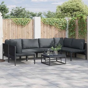 vidaXL Σετ Καναπέ Κήπου με μαξιλάρι 7 pcs Μαύρο Ατσάλι