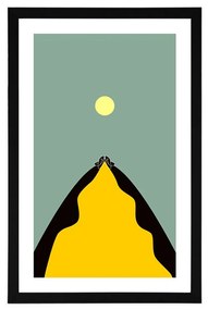 Αφίσα με πασπαρτού Αφηρημένο σχέδιο κορυφής λόφου - 30x45 silver