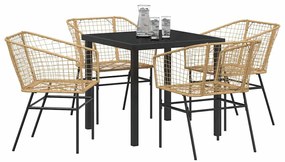 vidaXL Σέτ φαγητού για κήπο 5 pcs Καφέ συνθετικό ρατάν
