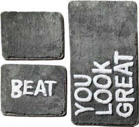 Acrylic Bathmat Set (3 Pieces) Great - Grey Multicolor