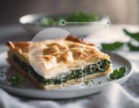 Σετ των 2 Intra Συλλεκτικό Ξύλινο Παζλ Plywood 4mm - Σπανακόπιτα σε λευκό πιάτο Σε Ξύλινο Κουτί - Διαστάσεις: 10x10 cm – 25 κομμάτια