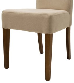Καρέκλα Ditta pakoworld ύφασμα εκρού-πόδι μασίφ ξύλο καρυδί | Συσκευασία 2 τμχ