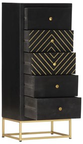 vidaXL Συρταριέρα Μαύρο / Χρυσό 45x30x105 εκ. από Μασίφ Ξύλο Μάνγκο