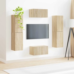 vidaXL Σετ επίπλου τηλεόρασης 6 pcs Δρύς Sonoma Επεξεργασμένο ξύλο