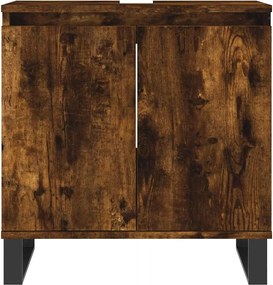 vidaXL Ντουλάπι Μπάνιου Καπνιστή Δρυς 58 x 33 x 60 εκ. Επεξεργ. Ξύλο