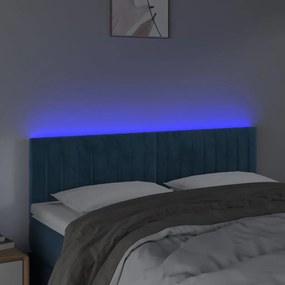 Κεφαλάρι Κρεβατιού LED Σκούρο Μπλε 144x5x78/88 εκ. Βελούδινο 3121902