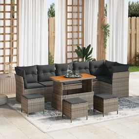 vidaXL Σετ Καναπέ Κήπου 10 pcs Γκρι συνθετικό ρατάν