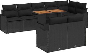 vidaXL Σετ Καναπέ Κήπου με αποθήκευση 9 pcs Μαύρο Πολυ ράταν
