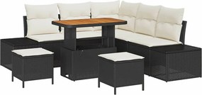 vidaXL Σετ Καναπέ Κήπου με μαξιλάρι 8 pcs Μαύρο Πολυ ράταν