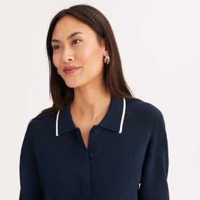 Ζακέτα με γιακά πόλο, από λεπτή πλέξη, με κουμπιά