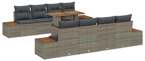 vidaXL Σέτ φαγητού για κήπο 9 pcs Γκρι, Καφέ 100 x 55 x 73 εκ