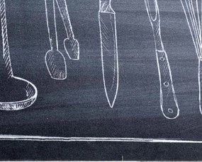 vidaXL Χαλί Κουζίνας Μαύρο 150 x 45 εκ Βελούδο