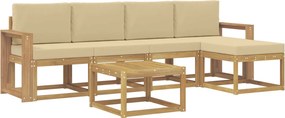vidaXL Σειρά Καναπέ Εξωτερικού με μαξιλάρι 6 pcs Λευκό και Μπεζ