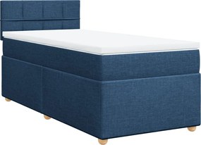 vidaXL Κρεβάτι Boxspring με Στρώμα Μπλε 100 x 200 εκ. Υφασμάτινο