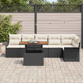 vidaXL Σετ Καναπέ Κήπου με αποθήκευση 7 pcs Μαύρο Πολυ ράταν