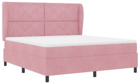 vidaXL Κρεβάτι Box Spring με Στρώμα Ροζ 180x200 εκ Βελούδο