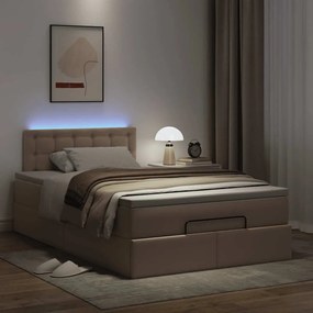 ΟΘΩΜΑΝΙΚΟ ΚΡΕΒΑΤΙ ΜΕ ΣΤΡΩΜΑΤΑ &amp; LEDS CAPPUCCINO FAUX LEATHER 3312146