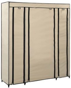 vidaXL Ντουλάπα με Ράφια / Σωλήνες Κρεμ 150x45x176 εκ. Υφασμάτινη