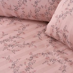 Beauty Home Σετ σεντόνια υπέρδιπλα με λάστιχο Art 12214 Flora 100% Βαμβακοσατέν 300tc 170x200+30 Σομόν