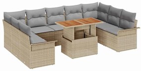 vidaXL Σετ Καναπέ Κήπου με αποθήκευση 10 pcs Μπεζ Πολυ ράταν