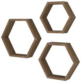 Ραφιέρα τοίχου Valis τριών τεμαχίων χρώμα καρυδί 37x9x32εκ 37x9x32 εκ.