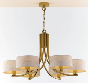 Κρεμαστό Πολύφωτο Arthur Φ78cm Χρυσό με Λευκό Ύφασμα